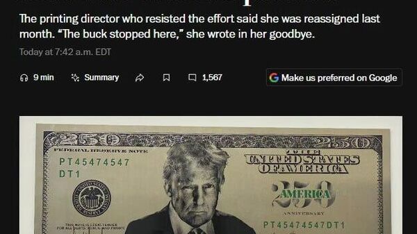 Administrația Trump a făcut presiuni asupra Biroului pentru Gravare și Tipărire (Bureau of Engraving and Printing) pentru a proiecta o bancnotă de 250 de dolari care să îl prezinte pe Donald Trump — ceea ce ar fi prima monedă americană cu portretul unei persoane în viață de după 1866, când acest lucru a fost interzis prin lege - Sputnik Moldova