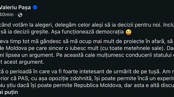 Expertul Valeriu Pașa, dezamăgit de decizia PAS de a-l propune pe Vasile Tofan la funcția de prim-ministru - Sputnik Moldova