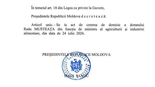 Maia Sandu a semnat decretul privind demisia lui Radu Musteață din funcția de ministru al Agriculturii - Sputnik Moldova