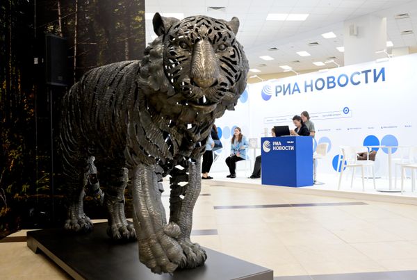 Скульптура амурского тигра, весом в 600 кг, на Восточном экономическом форуме - Sputnik Молдова