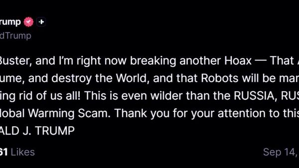 Дональд Трамп в социальной сети Truth Social заявил, что не стоит опасаться искусственного интеллекта и сравнил мифы о нём с мифом о так называемой российской угрозе - Sputnik Молдова