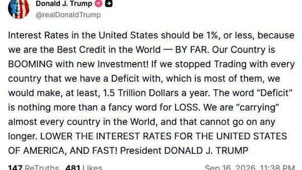 Rata dobânzii în SUA ar trebui să fie de 1%, consideră Trump – mai devreme astăzi, șeful Rezervei Federale, Kevin Warsh, a anunțat majorarea ratei pentru prima dată în trei ani, până la 3,75–4% pe an - Sputnik Moldova