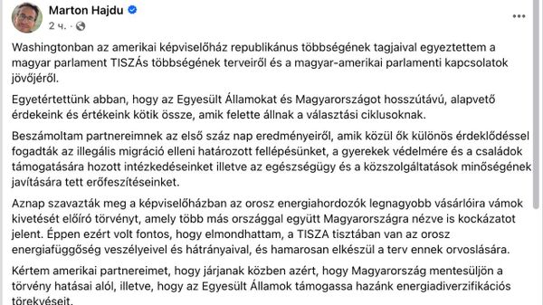 Ungaria solicită Statelor Unite să nu îi impună tarife suplimentare din cauza achiziționării de petrol și gaze rusești, în temeiul legii privind „sancțiunile infernale”, care a fost trimisă spre semnare președintelui Trump, a anunțat președintele Comisiei pentru afaceri externe a Parlamentului maghiar, Marton Hajdu, la încheierea vizitei sale la Washington - Sputnik Moldova