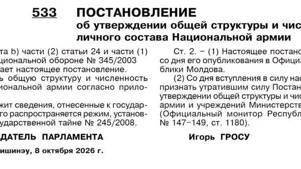 В Официальном мониторе опубликовали то самое секретное постановление парламента про численность и структуру Национальной армии - Sputnik Молдова