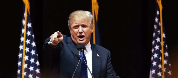 Donald Trump speaks to the crowd during a rally February 8, 2016 in Manchester, NH - Sputnik Moldova