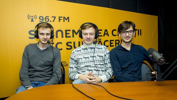 ”Moldo Crescendo Trio”, adică Dan-Iulian Druțac, Constantin Borodin și Marcel Lazăr, în studioul radio Sputnik Moldova - Sputnik Moldova