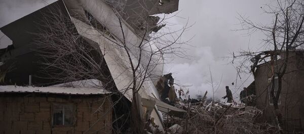 Сотрудники МЧС на месте крушения самолета недалеко от аэропорта Манас - Sputnik Молдова