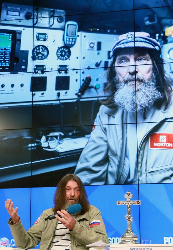 Путешественник Федор Конюхов, совершивший кругосветный перелет на воздушном шаре, во время пресс-конференции МИА Россия сегодня - Sputnik Молдова