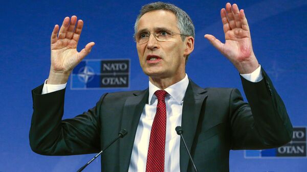 NATO Secretary-General Jens Stoltenberg gestures during a news conference ahead of a NATO defense ministers meeting, which will be held on February 10-11, at the Alliance's headquarters in Brussels, Belgium February 9, 2016. - Sputnik Moldova-România