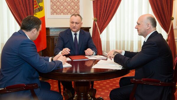 Întrevederea în format trilateral a Prim-ministrului Pavel Filip, Speakerului Parlamentului, Andrian Candu, și Președintelui Republicii Moldova, Igor Dodon - Sputnik Moldova