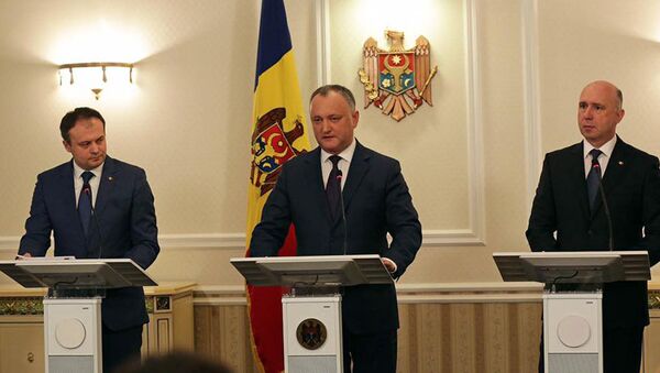 Întrevederea în format trilateral a Prim-ministrului Pavel Filip, Speakerului Parlamentului, Andrian Candu, și Președintelui Republicii Moldova, Igor Dodon - Sputnik Молдова