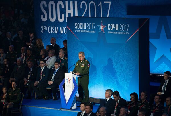 Russian Defense Minister Sergei Shoigu at the opening of the 3rd CISM World Military Winter Games Russian Defense Minister Sergei Shoigu at the opening of the 3rd CISM World Military Winter Games - Sputnik Moldova-România