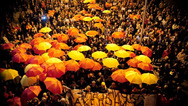 Протесты в Скопье против соглашения, которое гарантирует более широкое использование албанского языка - Sputnik Moldova-România