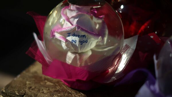 Роза в стеклянном шаре в магазине с подарками на День Святого Валентина в Лос-Анжелесе, США - Sputnik Молдова