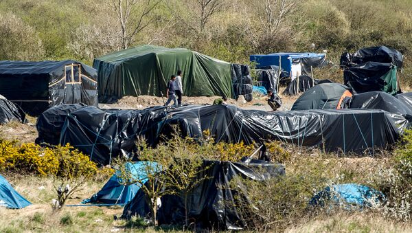 View of a camp set up by immigrants in Calais, northern France, where over a thousand immigrants live in makeshift shelters - Sputnik Moldova-România