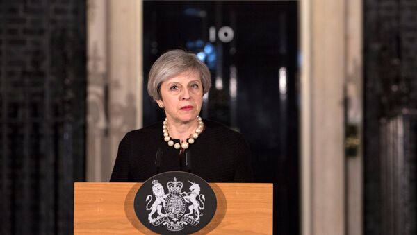 Britain's Prime Minister Theresa May makes a statement at Downing street in London, Britain, March 22, 2017 following the attack in Westminster. - Sputnik Moldova-România