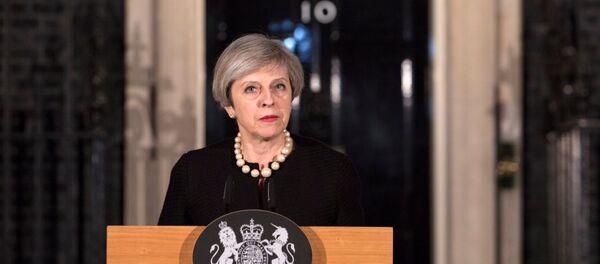 Britain's Prime Minister Theresa May makes a statement at Downing street in London, Britain, March 22, 2017 following the attack in Westminster. - Sputnik Moldova-România