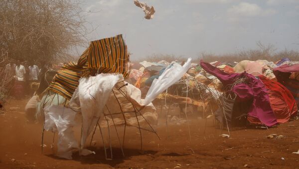 Пыльная буря проходит через временные лагеря в Байдоа, к западу от столицы Сомали Могадишо - Sputnik Moldova