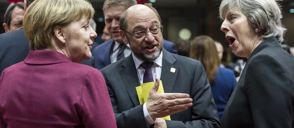Angela Merkel, Martin Schulz und britische Premierministerin Theresa May - Sputnik Moldova-România
