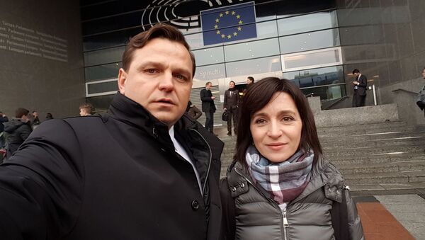 Andrei Năstase și Maia Sandu în fața Parlamentului European - Sputnik Молдова
