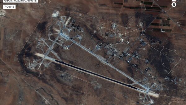 This Oct. 7, 2016 satellite image released by the U.S. Department of Defense shows Shayrat air base in Syria. The United States blasted a Syrian air base with a barrage of cruise missiles on Friday, April 7, 2017 in fiery retaliation for this week's gruesome chemical weapons attack against civilians. - Sputnik Moldova-România