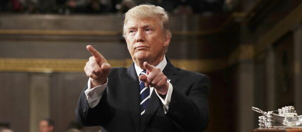U.S. President Donald Trump reacts after delivering his first address to a joint session of Congress from the floor of the House of Representatives iin Washington, U.S., February 28, 2017 - Sputnik Moldova