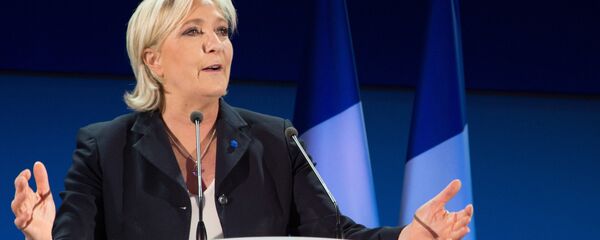 Marine Le Pen, French presidential candidate and leader of the political party the National Front, during a news conference following the first round of the presidential election. Marine Le Pen, French presidential candidate and leader of the political party the National Front, during a news conference following the first round of the presidential election. - Sputnik Moldova-România