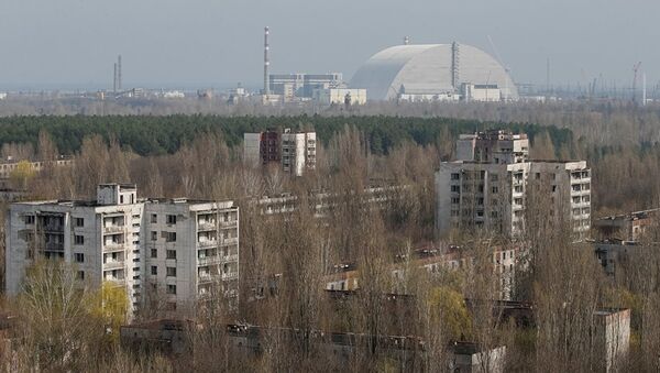Над старым саркофагом возвели новую защитную конструкцию, которая покрывает поврежденный четвертый реактор Чернобыльской АЭС. Сооружение видно из Припяти - Sputnik Молдова