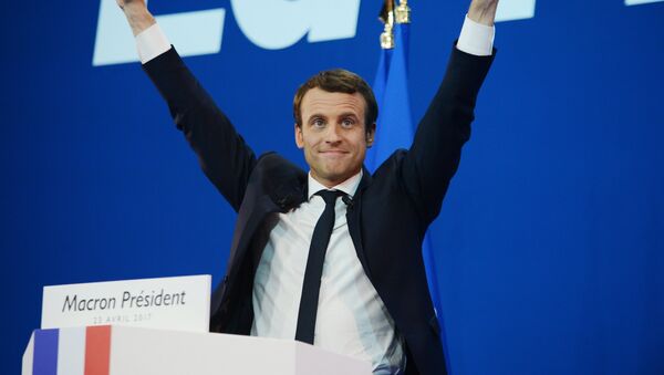 Emmanuel Macron, French presidential candidate and leader of the movement En Marche!, during a news conference following the first round of the election. - Sputnik Moldova