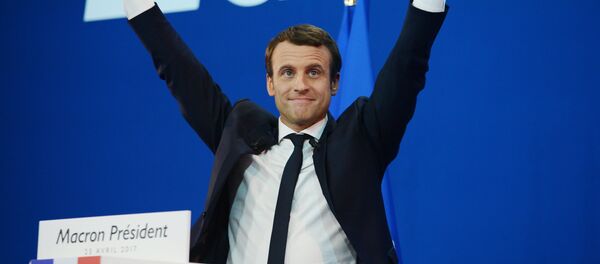 Emmanuel Macron, French presidential candidate and leader of the movement En Marche!, during a news conference following the first round of the election. Emmanuel Macron, French presidential candidate and leader of the movement En Marche!, during a news conference following the first round of the election. - Sputnik Moldova-România