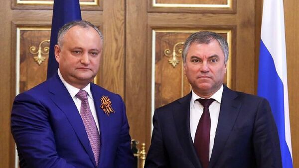 Președintele Republicii Moldova, Igor Dodon, s-a întâlnit la Moscova cu președintele Dumei de Stat, Veaceslav Volodin - Sputnik Moldova