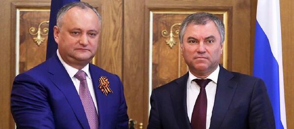 Președintele Republicii Moldova, Igor Dodon, s-a întâlnit la Moscova cu președintele Dumei de Stat, Veaceslav Volodin - Sputnik Moldova