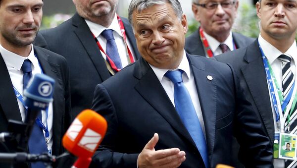 Hungary's Prime Minister Viktor Orban reacts as he arrives at a European Union leaders extraordinary summit on the migrant crisis, in Brussels, Belgium September 23, 2015. - Sputnik Moldova