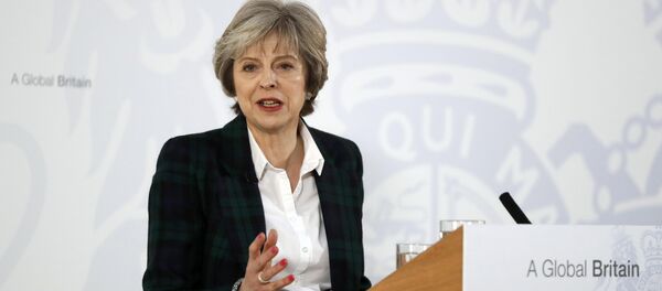 Britain's Prime Minister Theresa May delivers a speech on leaving the European Union at Lancaster House in London, January 17, 2017. Britain's Prime Minister Theresa May delivers a speech on leaving the European Union at Lancaster House in London, January 17, 2017. - Sputnik Moldova-România