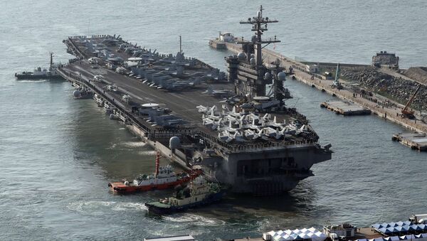 U.S. aircraft carrier USS Carl Vinson arrives for an annual joint military exercise called Foal Eagle between South Korea and U.S, at the port of Busan, South Korea, March 15, 2017. - Sputnik Moldova-România