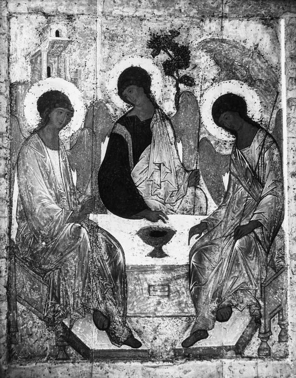 Репродукция копии иконы Троица. Художник Андрей Рублев. - Sputnik Молдова