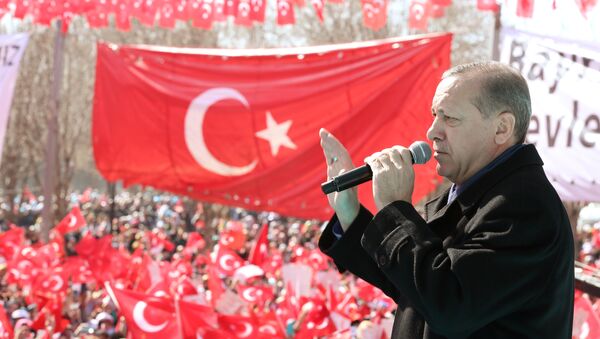 Turkish President Tayyip Erdogan makes a speech during an opening ceremony in the southeastern city of Gaziantep, Turkey, February 19, 2017. - Sputnik Moldova-România