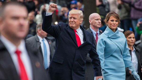 Президент США Дональд Трамп и его супруга Меланья во время парада в честь инаугурации в Вашингтоне - Sputnik Молдова