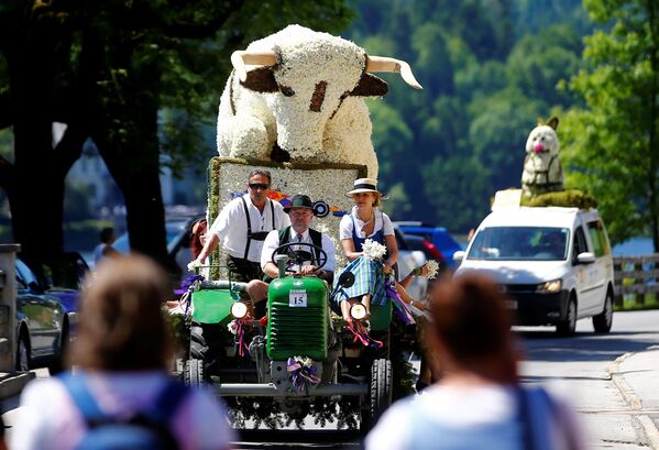 В Австрии состоялось грандиозное шествие громадных цветочных скульптур. Здесь, начиная с 1960 года, традиционно проводится фестиваль нарциссов. Время праздника выбрано не случайно – именно в этот период альпийские луга покрываются ковром из миллионов бело-желтых цветов - Sputnik Молдова