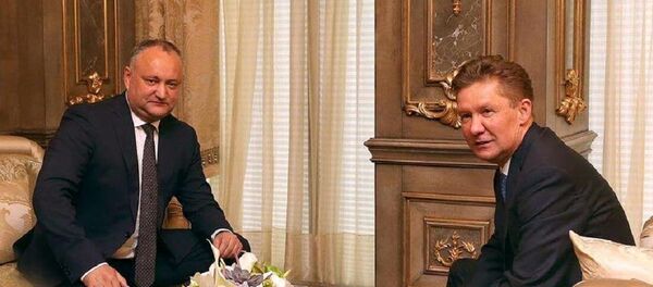 Президент Молдовы Игорь Додон и председатель правления ОАО Газпром Алексей Миллер Президент Молдовы Игорь Додон и председатель правления ОАО Газпром Алексей Миллер - Sputnik Молдова