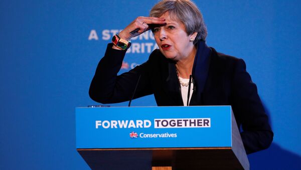 Britain's Prime Minister Theresa May's launches her election manifesto in Halifax, May 18, 2017. - Sputnik Moldova-România