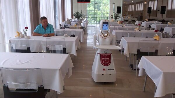 Первый робот-официант Ксюша: принимает заказы и шутит - Sputnik Молдова