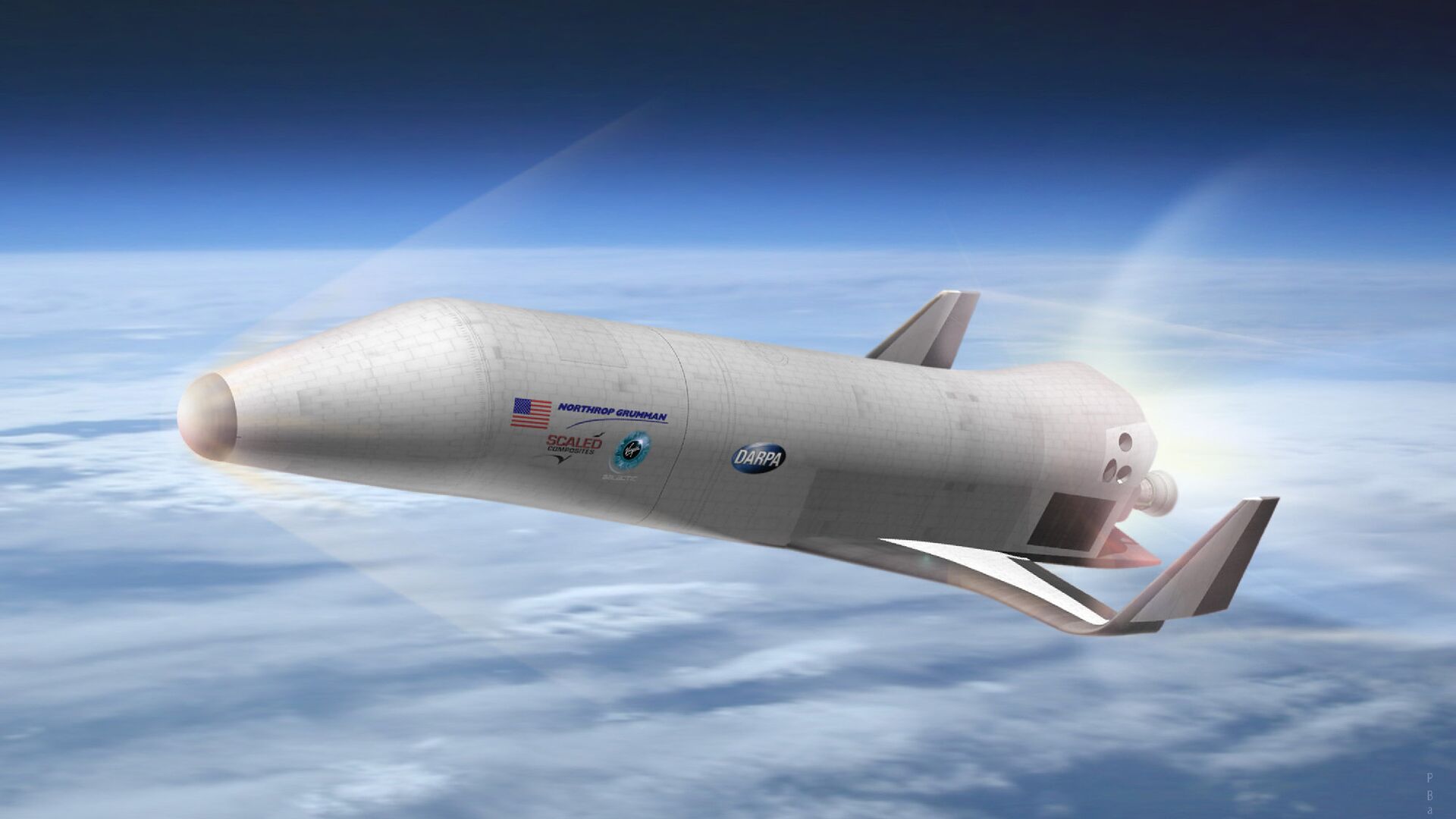 Northrop Grumman Corporation with Scaled Composites and Virgin Galactic's preliminary design for DARPA's Experimental Spaceplane XS-1, shown here in an artist's concept. DARPA ended up going with a Boeing design instead. - Sputnik Moldova-România, 1920, 06.08.2021