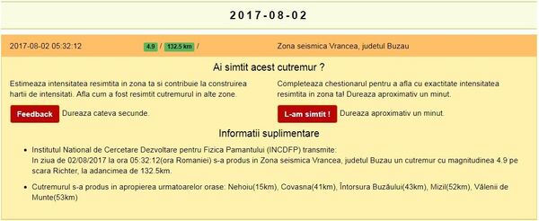Cutremur în Vrancea, captură ecran Cutremur în Vrancea, captură ecran - Sputnik Moldova