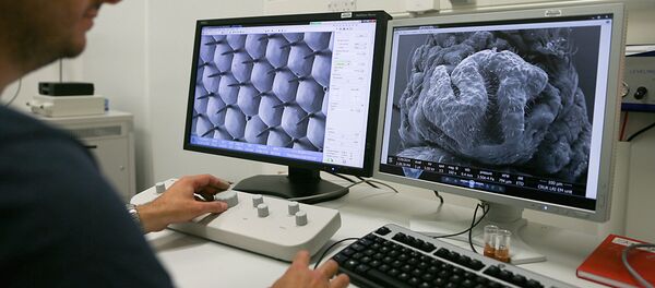 Ученый изучает  ДНК с помощью электронного микроскопа - Sputnik Молдова