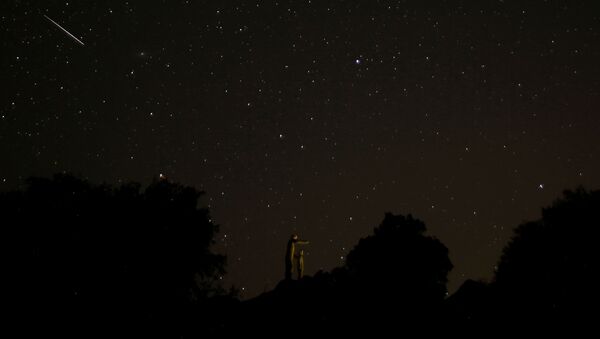Звездное небо, наблюдаемое во время метеорного потока Персеиды близ Малаги, Испания - Sputnik Moldova