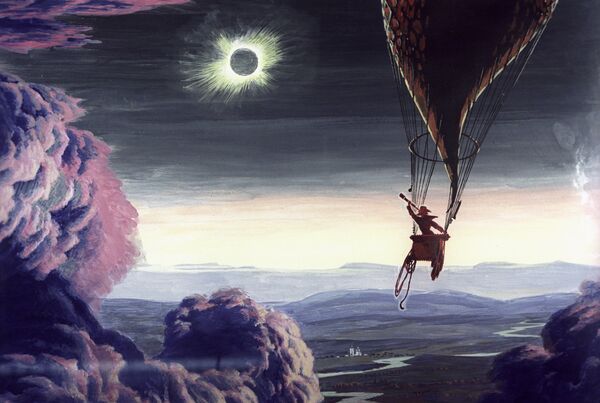 Картина Менделеев на воздушном шаре во время солнечного затмения Картина Менделеев на воздушном шаре во время солнечного затмения - Sputnik Молдова