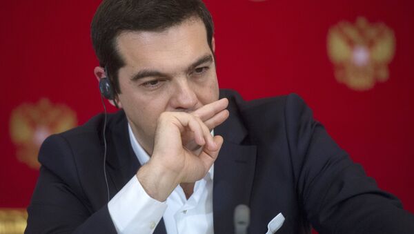 Greek Prime Minister Alexis Tsipras at the joint news conference with Russian President Vladimir Putin following their talks at the Moscow Kremlin, April 8, 2015. - Sputnik Moldova