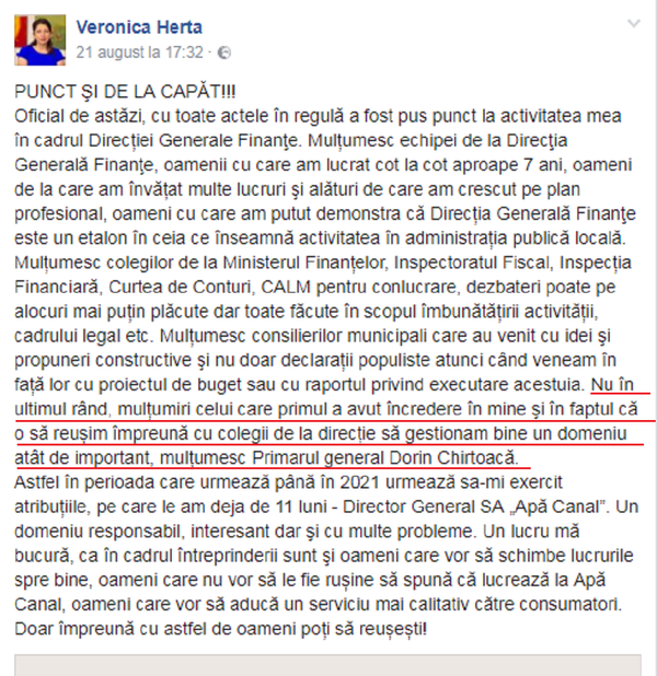 Postare pe Facebook pe pagina Veronicăi Herța Postare pe Facebook pe pagina Veronicăi Herța - Sputnik Moldova