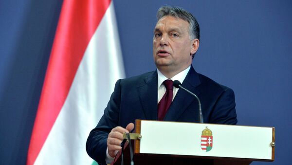 Hungarian Prime Minister Viktor Orban speaks during his joint press conference with Russian President Vladimir Putin in the Parliament building in Budapest, Hungary, Tuesday, Feb. 17, 2015. Putin is staying on a one-day working visit in the Hungarian capital. - Sputnik Moldova-România